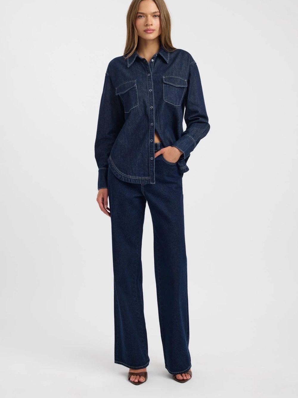 Kookai dark navy indigo shirt